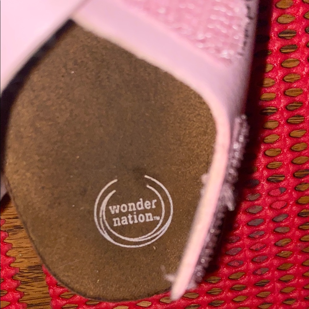 Pink Sandals with Decorative Heart Straps and Rounded Toe - Picture 2 of 4
